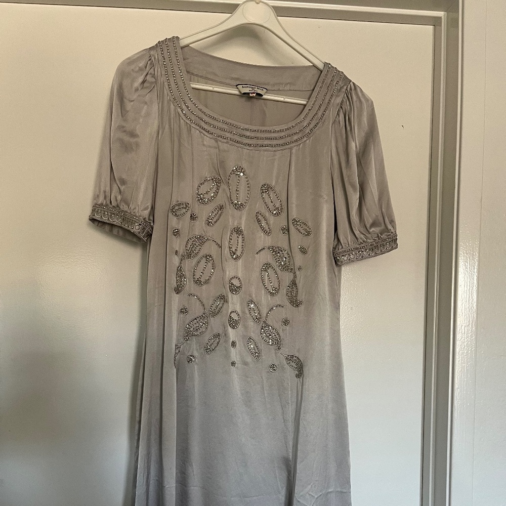Sanded Silk Dress with Sequins, Grey/Silver, Noa Noa, Size XS